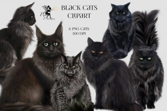 Download Black Cats Clipart- 6 PNG Format - Black Collection