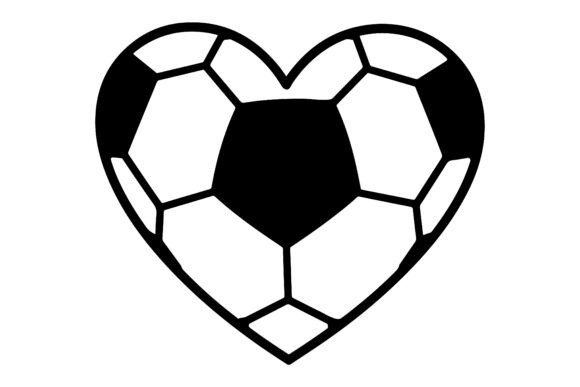 Download Black Soccer Ball Heart Silhouette 3 - Black Collection