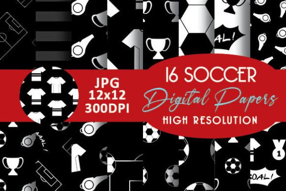 Download Black and White Soccer Digital Papers - Black Collection