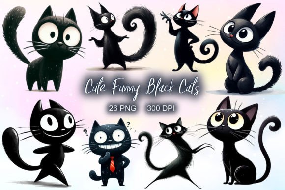 Download Funny Black Cats Clipart — Cute Cat Png - Black Collection