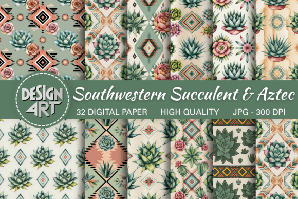 Download Southwestern Succulent &amp; Aztec Pattern - Premium Resources