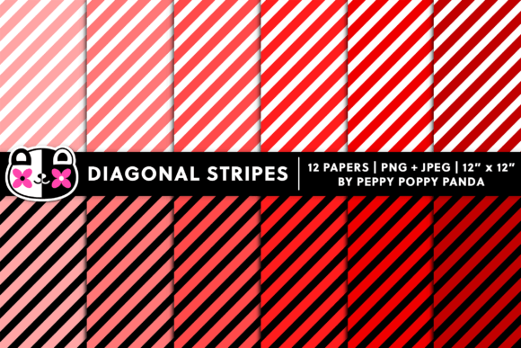 Download Diagonal Red Stripes Digital Paper Set - Red stripes Collection