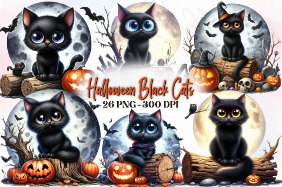 Download Halloween Black Cats Clipart Bundle - Black Collection