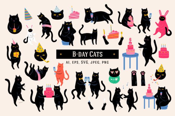Download Birthday Black Cats - Black Collection