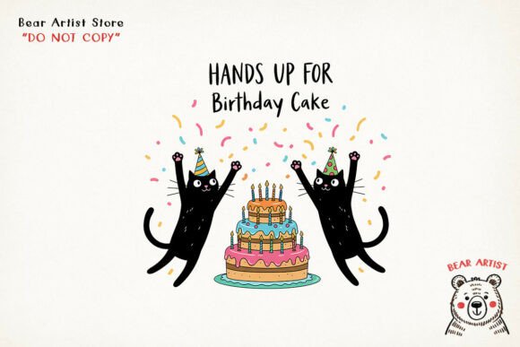 Download Black Cats Cake Party, Funny Birthday - Black Collection