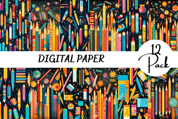 Download Black Back to School Pencil Papers - Black Collection