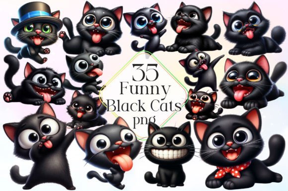 Download Funny Black Cats Clipart - Cute Cat Png - Black Collection