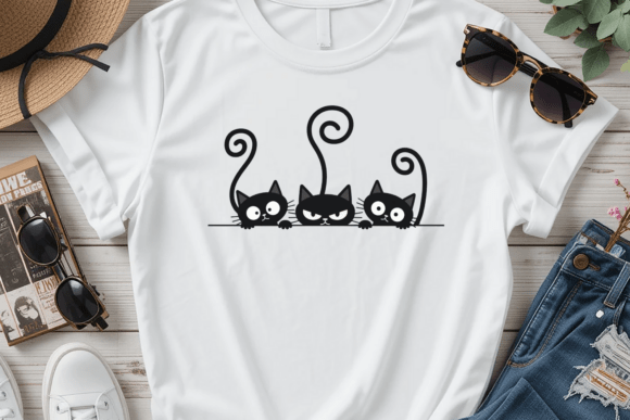 Download Three Black Cats PNG, Trio Cute Cat - Black Collection
