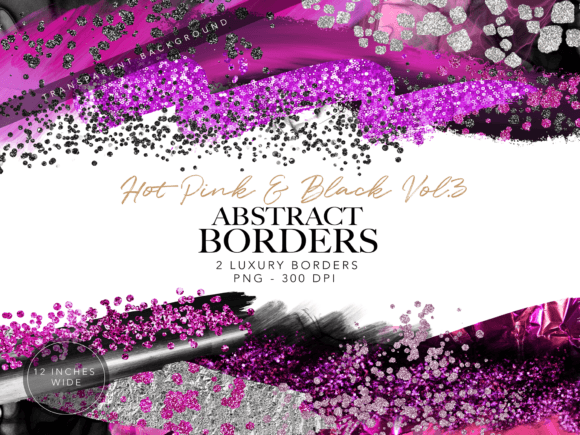 Download Hot Pink and Black Glitter Borders - Black Collection