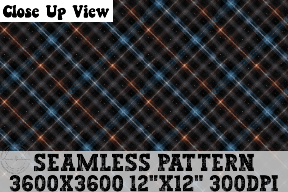 Download Black, Grey, Blue Orange Plaid Pattern - Black Collection
