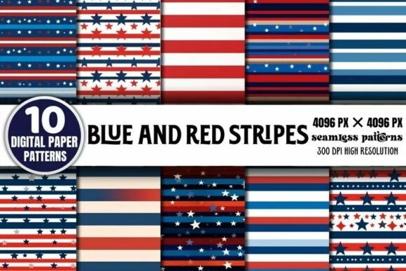 Download Blue and Red Stripes Seamless Bundle - Red stripes Collection