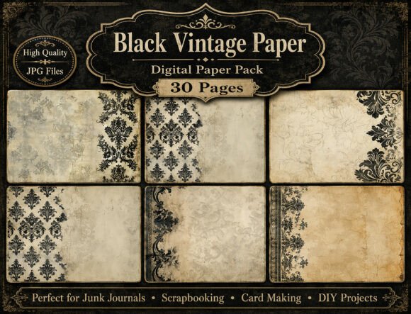 Download Black Vintage Ornate GruDigitalnge Set - Black Collection