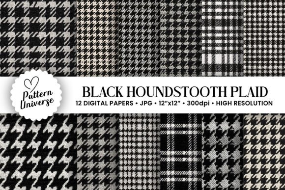 Download Black Houndstooth Plaid Pattern - Black Collection