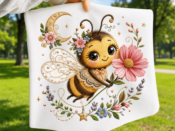 Download Cute Floral Bee PNG | Bumble Bee Embroid - Bumble bee Collection