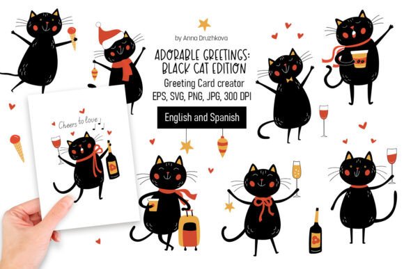 Download Black CAT Greetings Card Creator - Black Collection