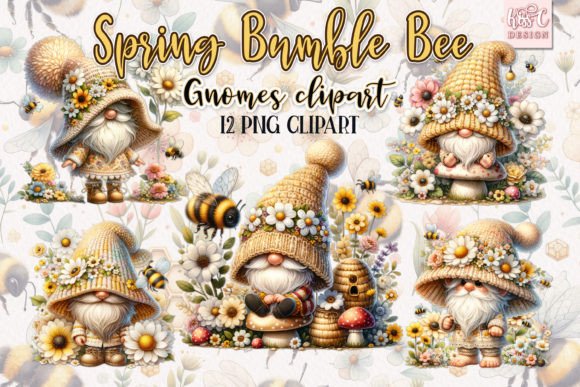 Download Watercolor Spring Bumble Bee Gnomes PNG - Bumble bee Collection