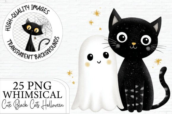 Download Cute Black Cats Halloween Clipart - Black Collection