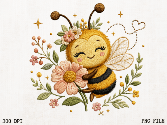 Download Happy Bee Floral PNG | Cute Bumble Bee C - Bumble bee Collection