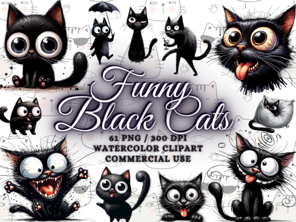 Download Funny Black Cats Clipart - Cute Cat Png - Black Collection