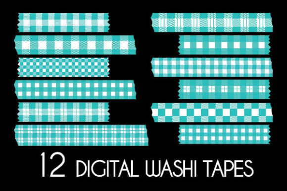 Download Pastel Teal Plaid Washi Tapes Patterns - Teal Collection